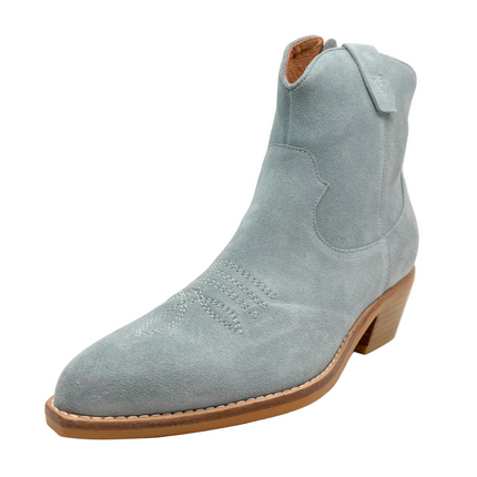 Django & Juliette Elpidas Western Ankle Boot Denim Suede