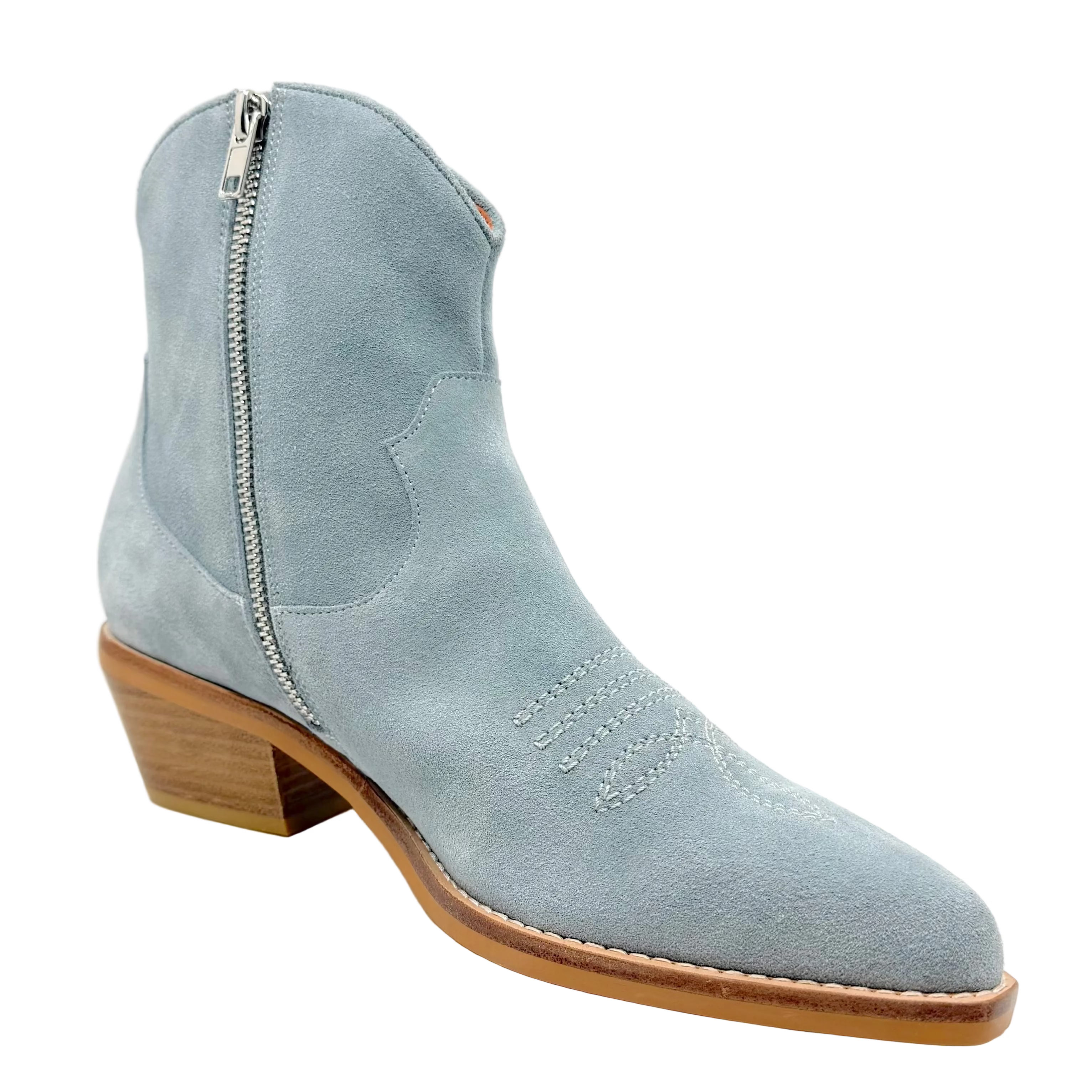Django & Juliette Elpidas Western Ankle Boot Denim Suede