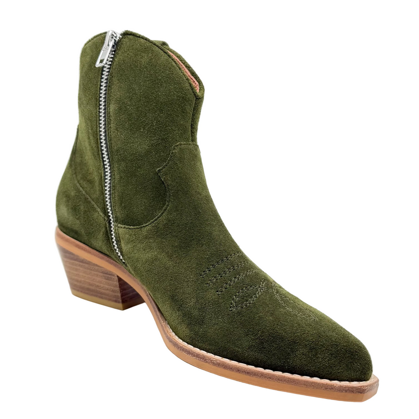 Django & Juliette Elpidas Western Ankle Boot Khaki Suede