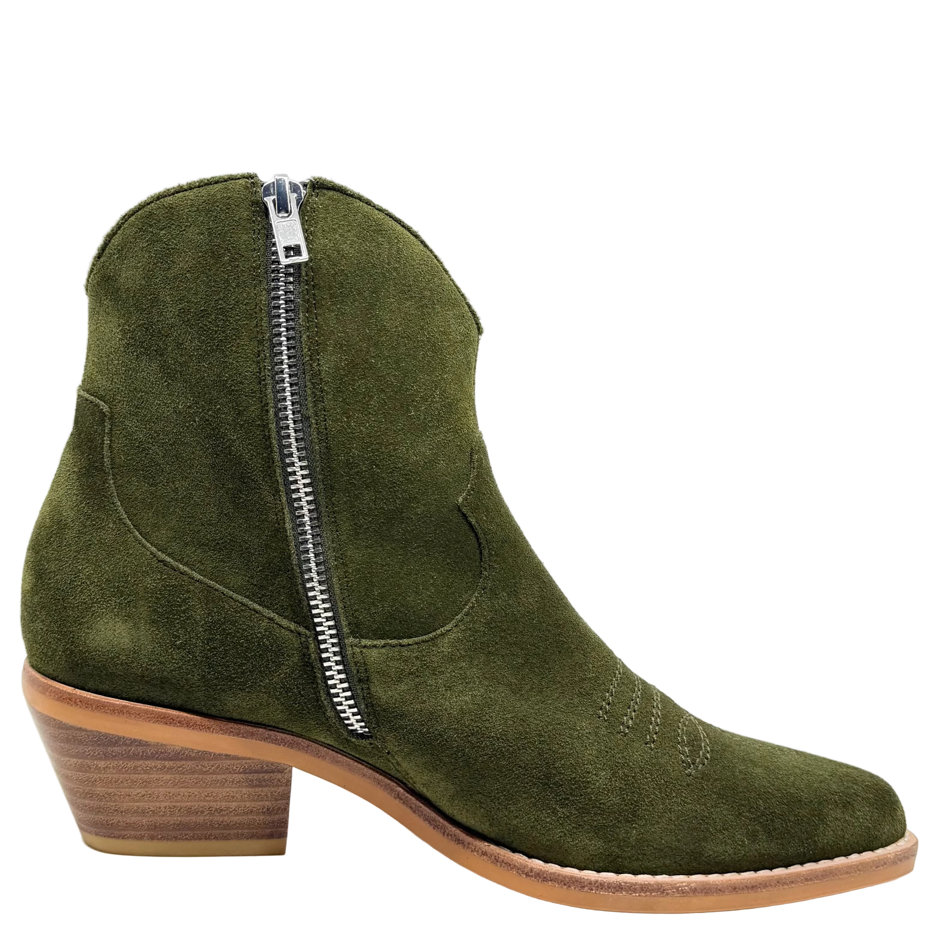 Django & Juliette Elpidas Western Ankle Boot Khaki Suede
