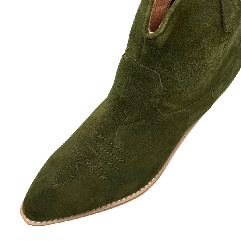 Django & Juliette Elpidas Western Ankle Boot Khaki Suede