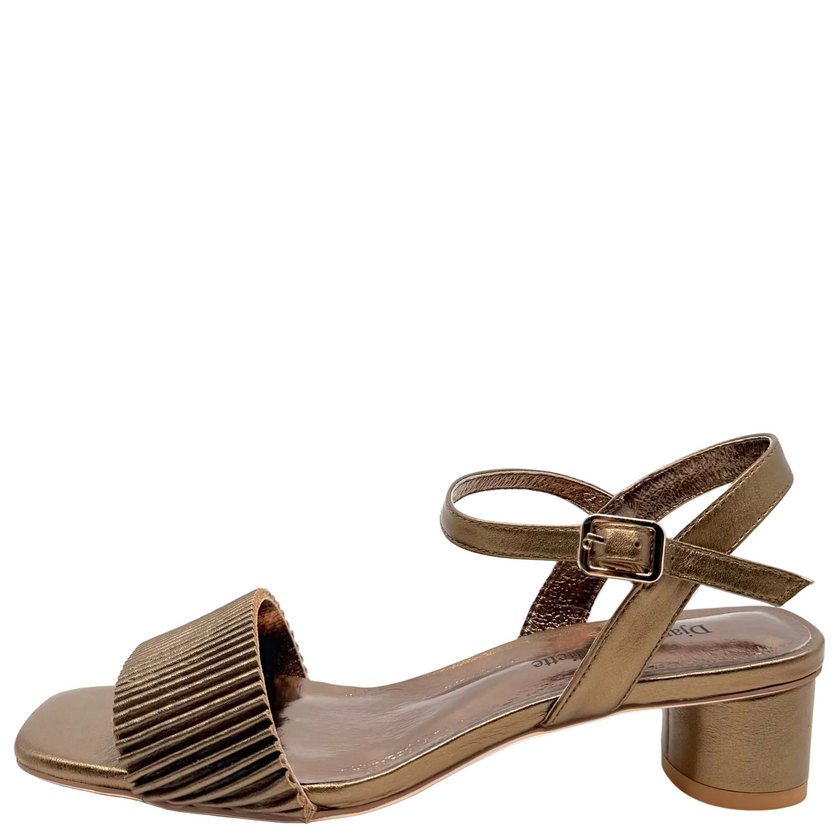 Django & Juliette Hanita Metallic Heels Bronze Leather
