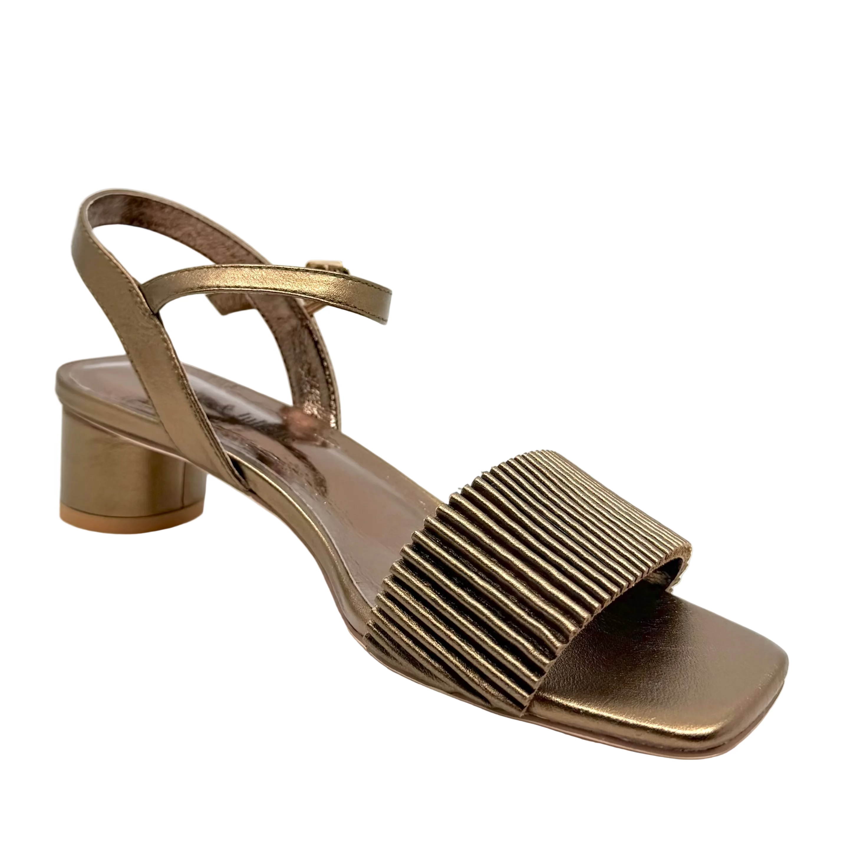 Django & Juliette Hanita Metallic Heels Bronze Leather