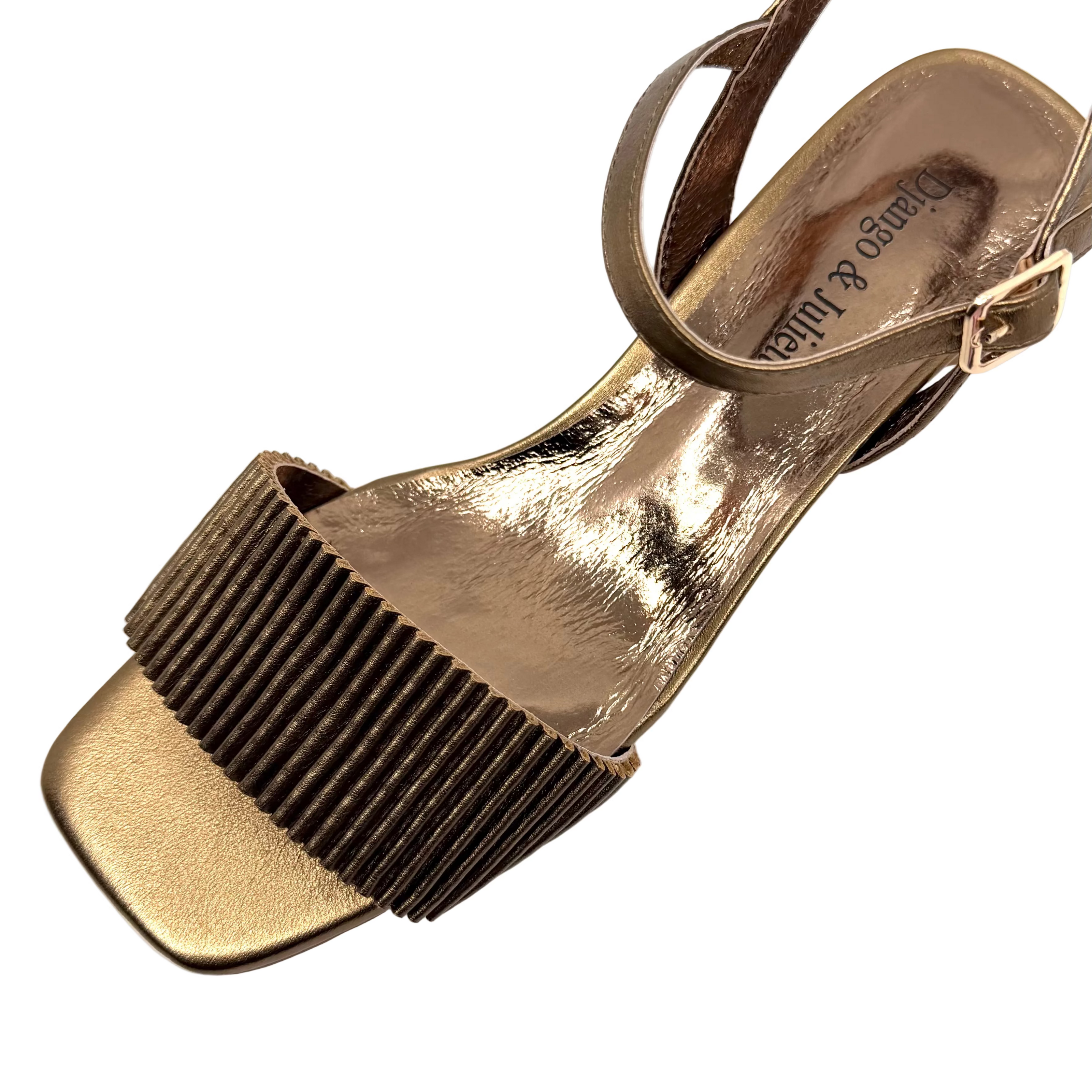 Django & Juliette Hanita Metallic Heels Bronze Leather