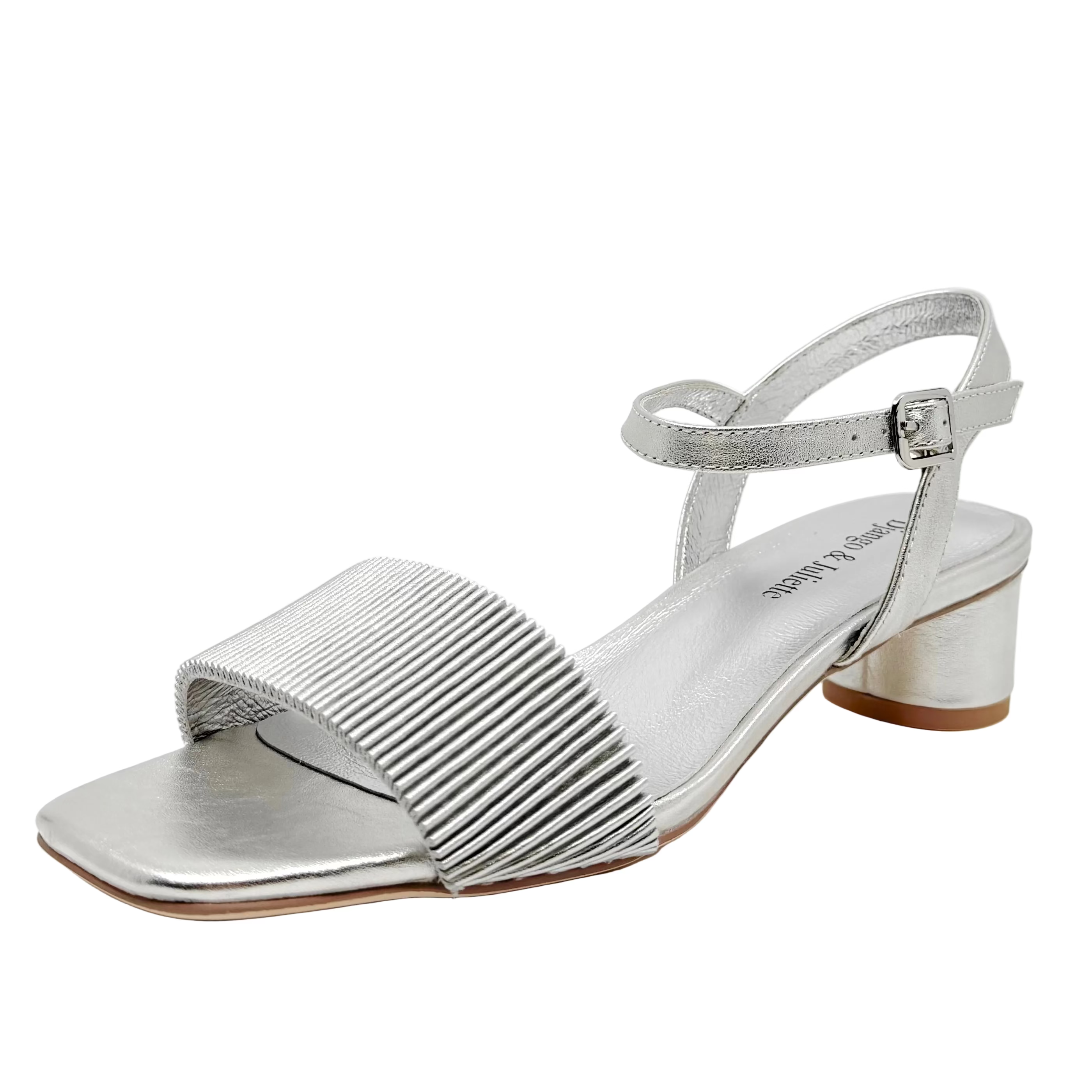 Django & Juliette Hanita Metallic Heels Argento Leather