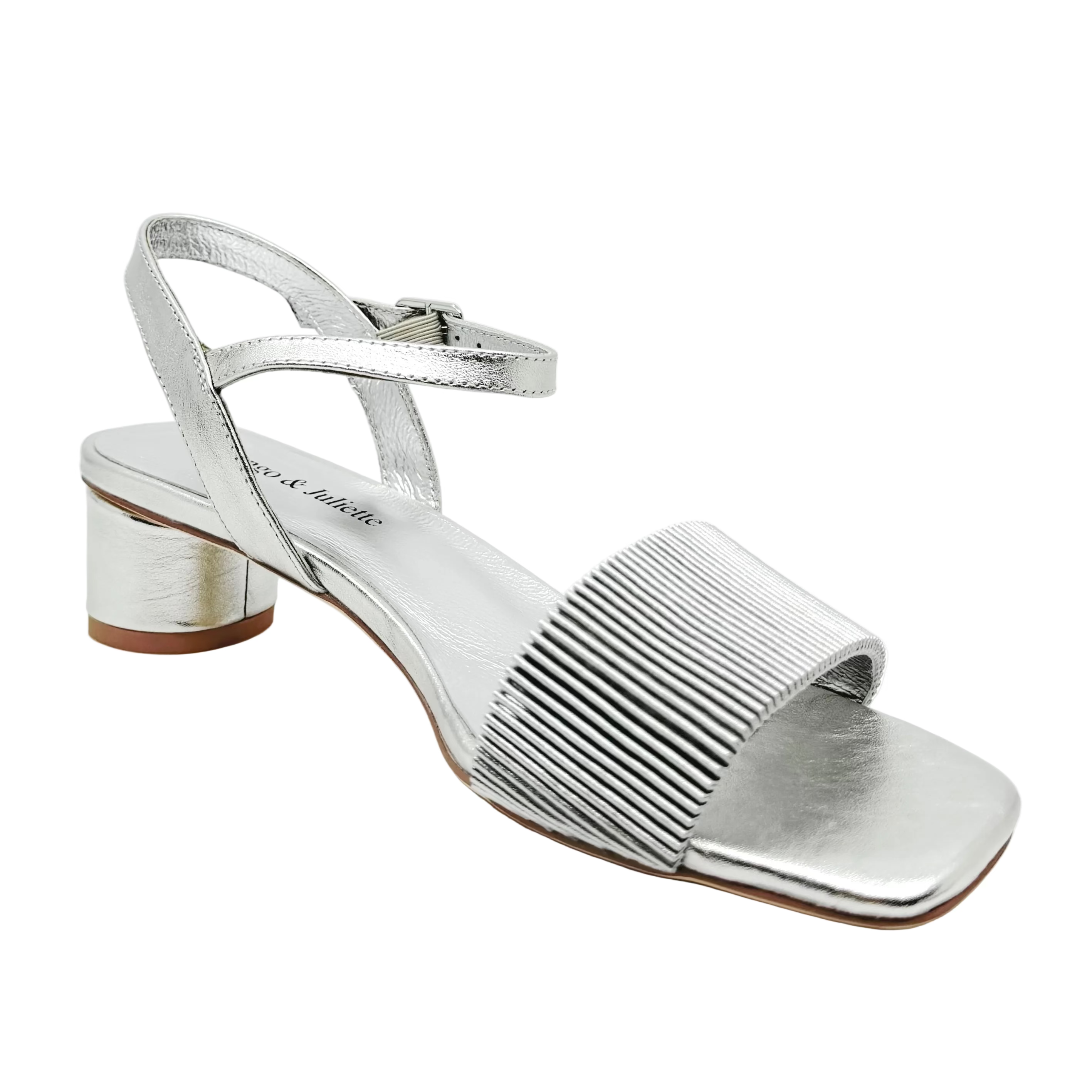 Django & Juliette Hanita Metallic Heels Argento Leather