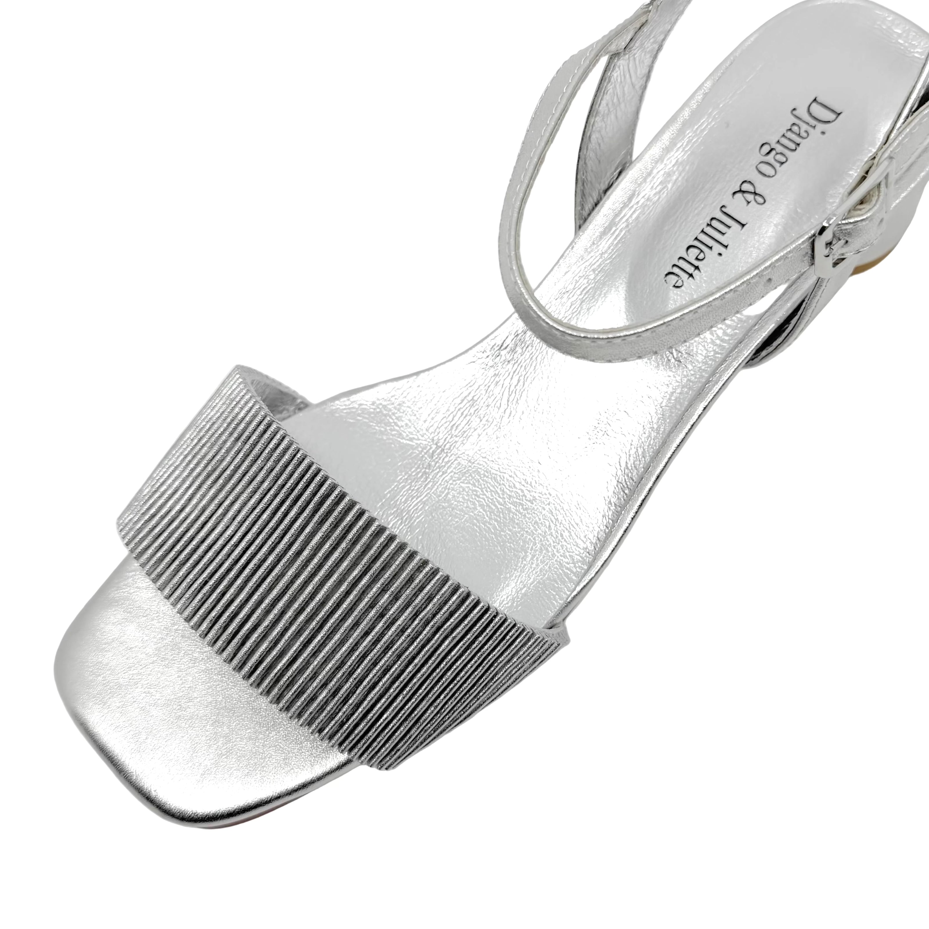 Django & Juliette Hanita Metallic Heels Argento Leather