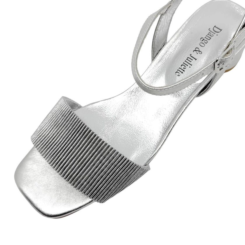 Django & Juliette Hanita Metallic Heels Argento Leather