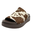 Django & Juliette Soffia Platform Slide Sandals White/ Choc Pony