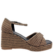 Django & Juliette Cotton Wedge Heels Black Tan Raffia