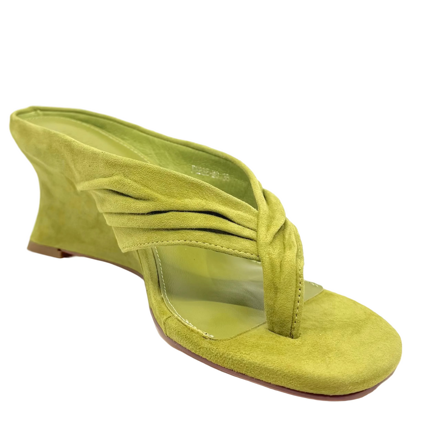 Mollini Febbe Wedge Heel Sandals Matcha Suede