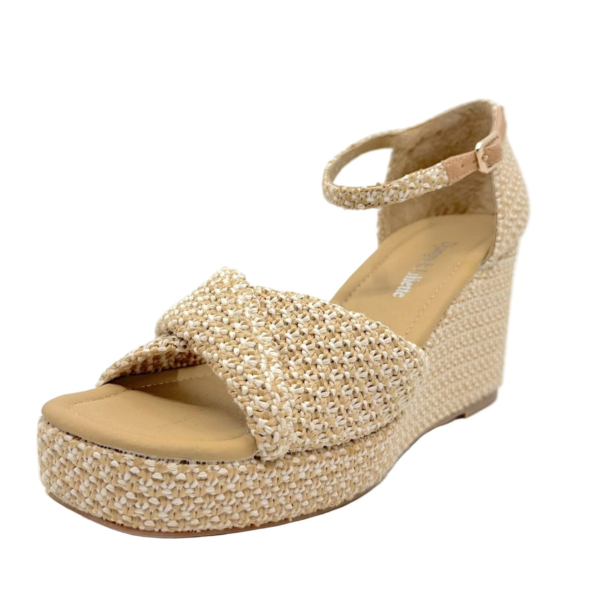 Django & Juliette Cotton Wedge Heels Ivory Natural Raffia