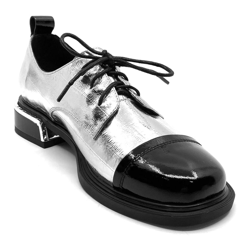 Alfie & Evie Boxer Black Patent Leather/ Silver