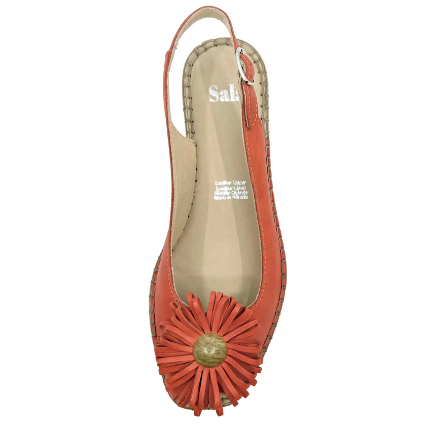 Sala Erica Flower Detail Espadrille Sandals Rosso Coral Red