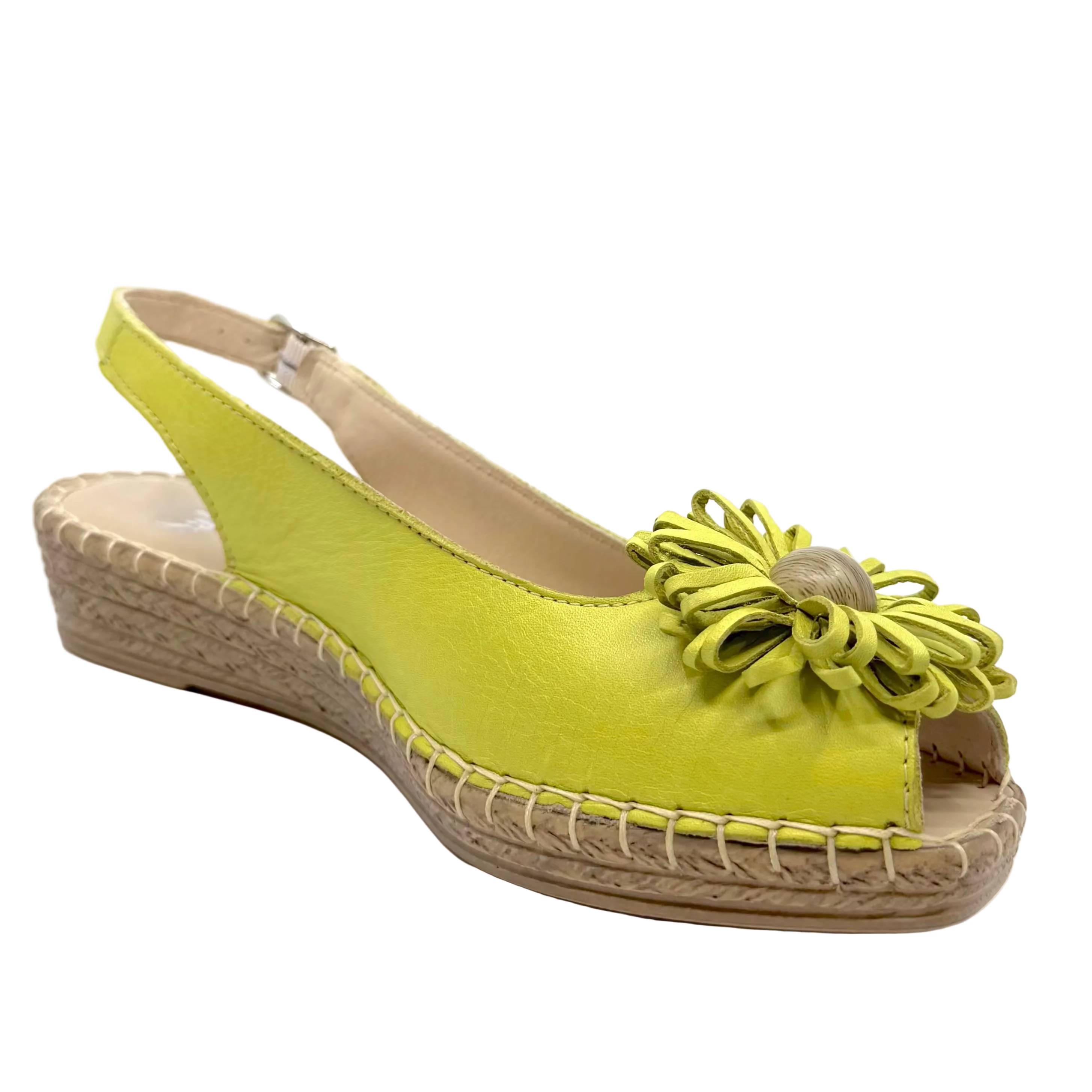 Sala Erica Flower Detail Espadrille Sandals Verde Green