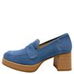 Dorking D9440 Cristel Stacked Loafer Heels Blue Nubuck
