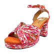 Bresley Sheriff Platform Heels Pink Multi Raffia