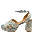 Bresley Sheriff Platform Heels Blue/Natural Raffia