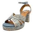 Bresley Sheriff Platform Heels Blue/Natural Raffia