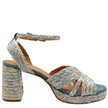 Bresley Sheriff Platform Heels Blue/Natural Raffia
