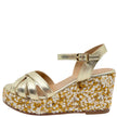 Fiorina Janine Embellished Wedge Sandals Gold Oro Leather