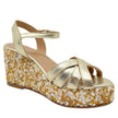 Fiorina Janine Embellished Wedge Sandals Gold Oro Leather