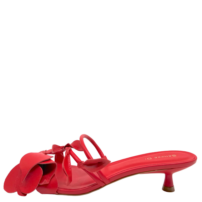 Sempre Di 946001 Flowering Kitten Heel Sandals Red Leather