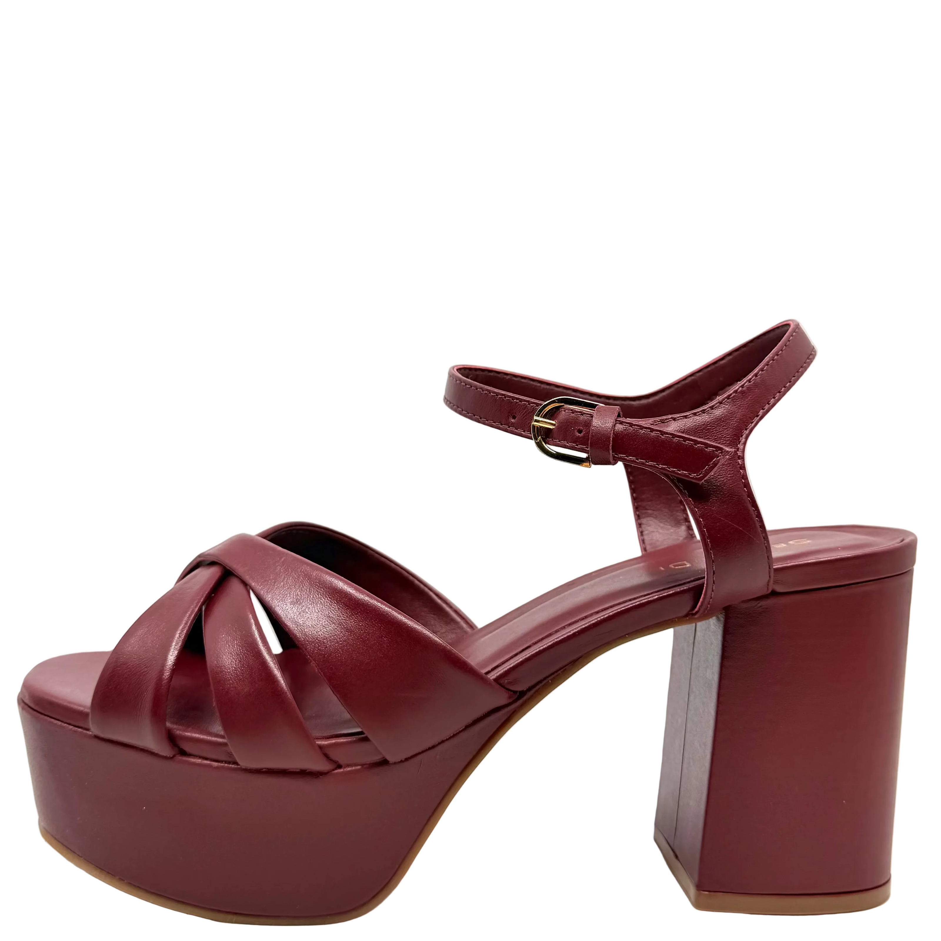 Sempre Di 148213 Platform Heels Merlot Leather