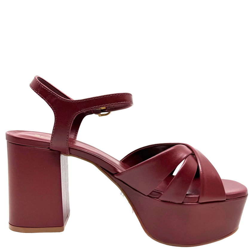 Sempre Di 148213 Platform Heels Merlot Leather