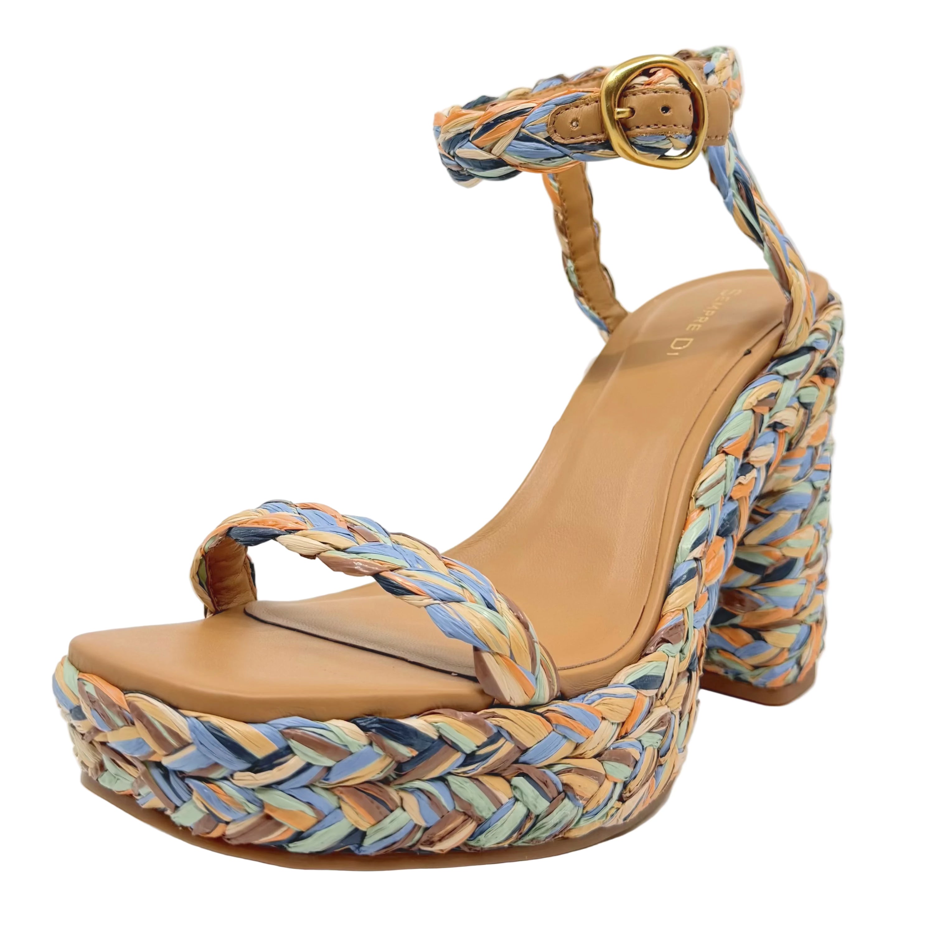 Sempre Di 932002 Platform Heels Rainbow Cookie Raffia