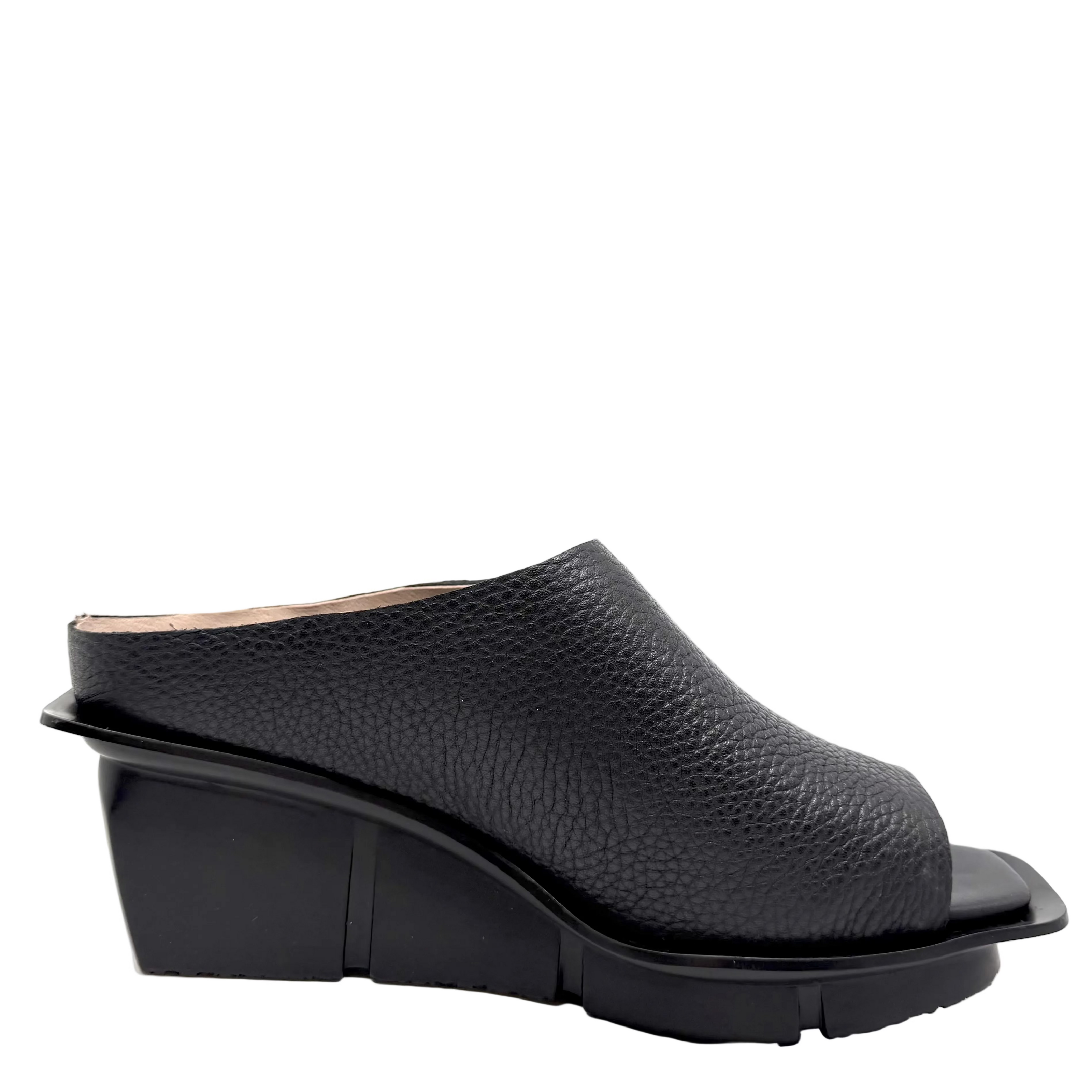 Nu by Neo Fiora Wedge Sandal Black Calf Leather