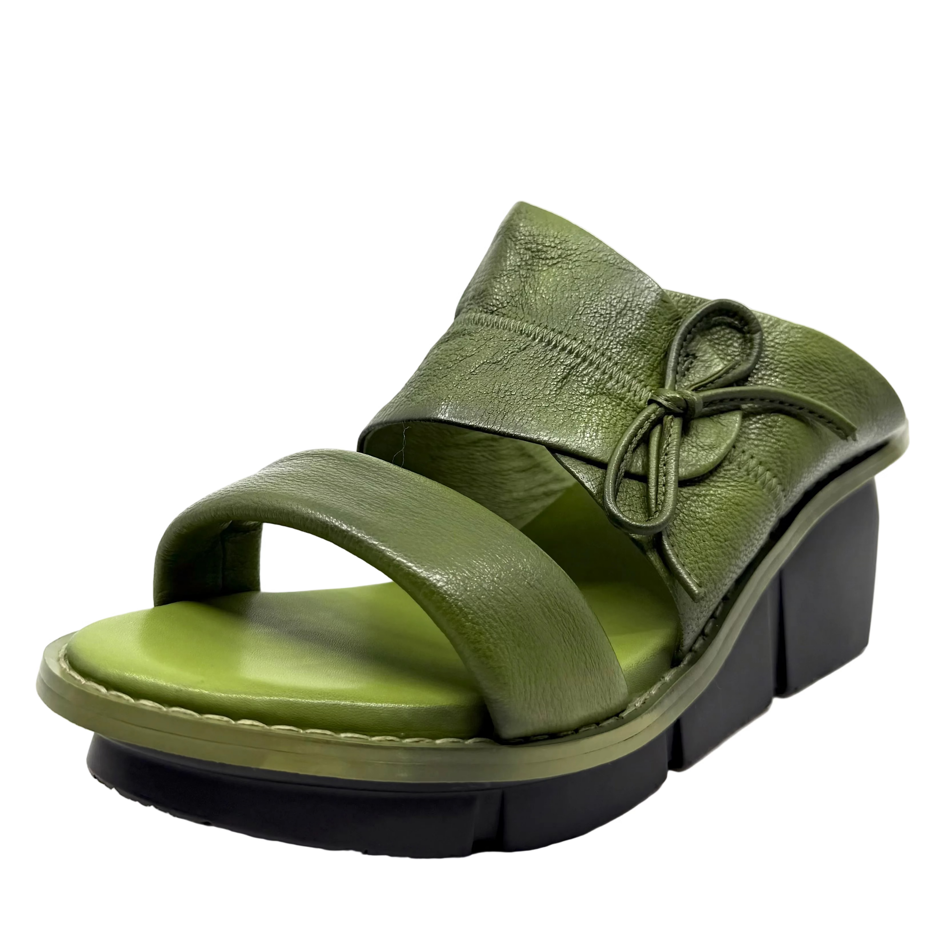 Nu by Neo Fiamma Wedge Sandal Avocado Distressed Leather