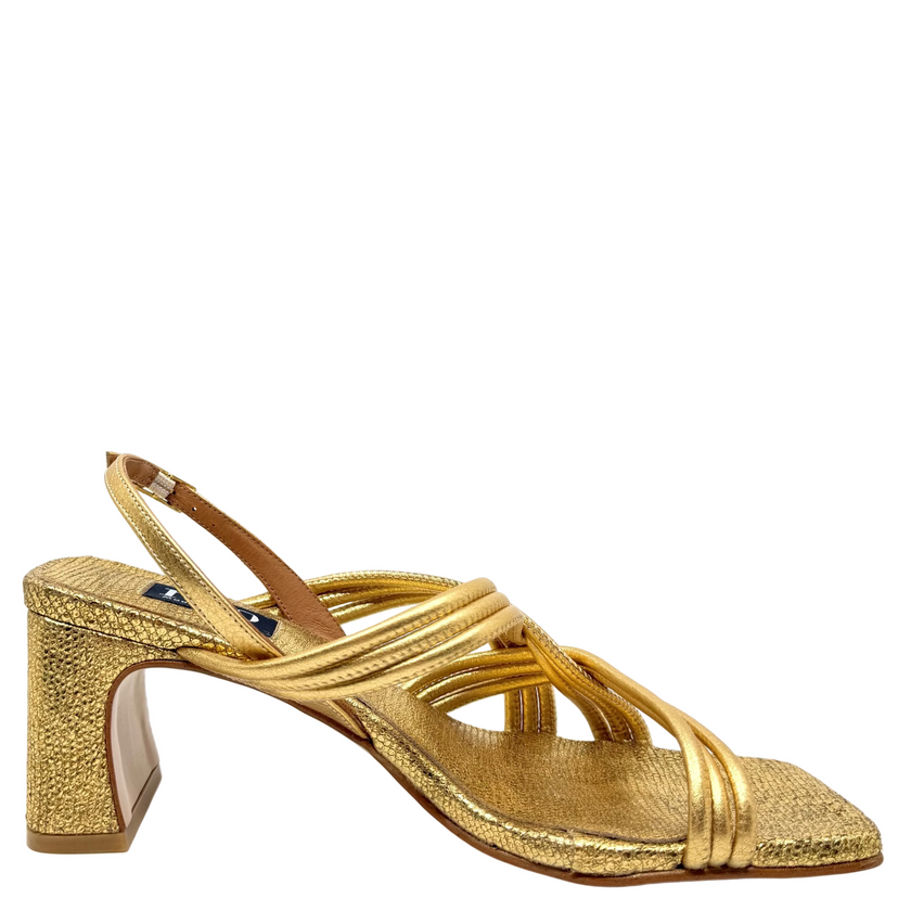 Neo AG-26037 Metallic Slingback Heels Gold/Gold Leather