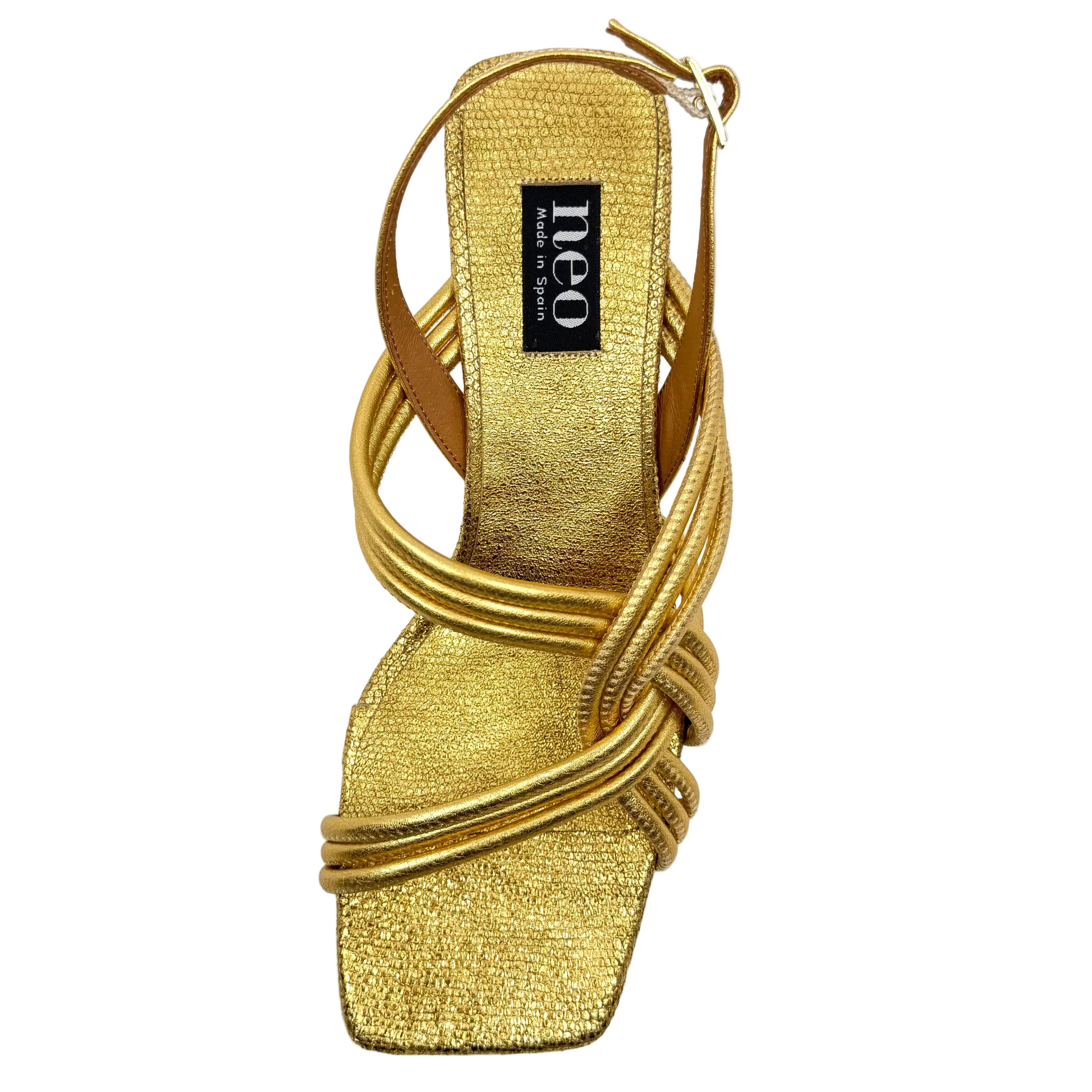 Neo AG-26037 Metallic Slingback Heels Gold/Gold Leather