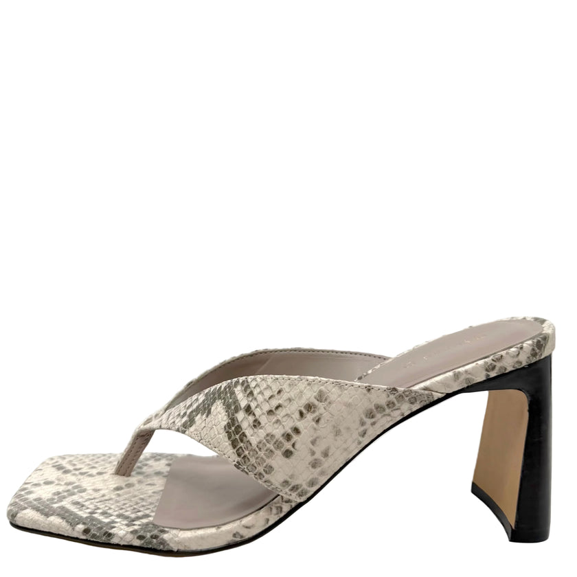 Sempre Di 960005 Heeled Thong Sandals Grey Python Leather