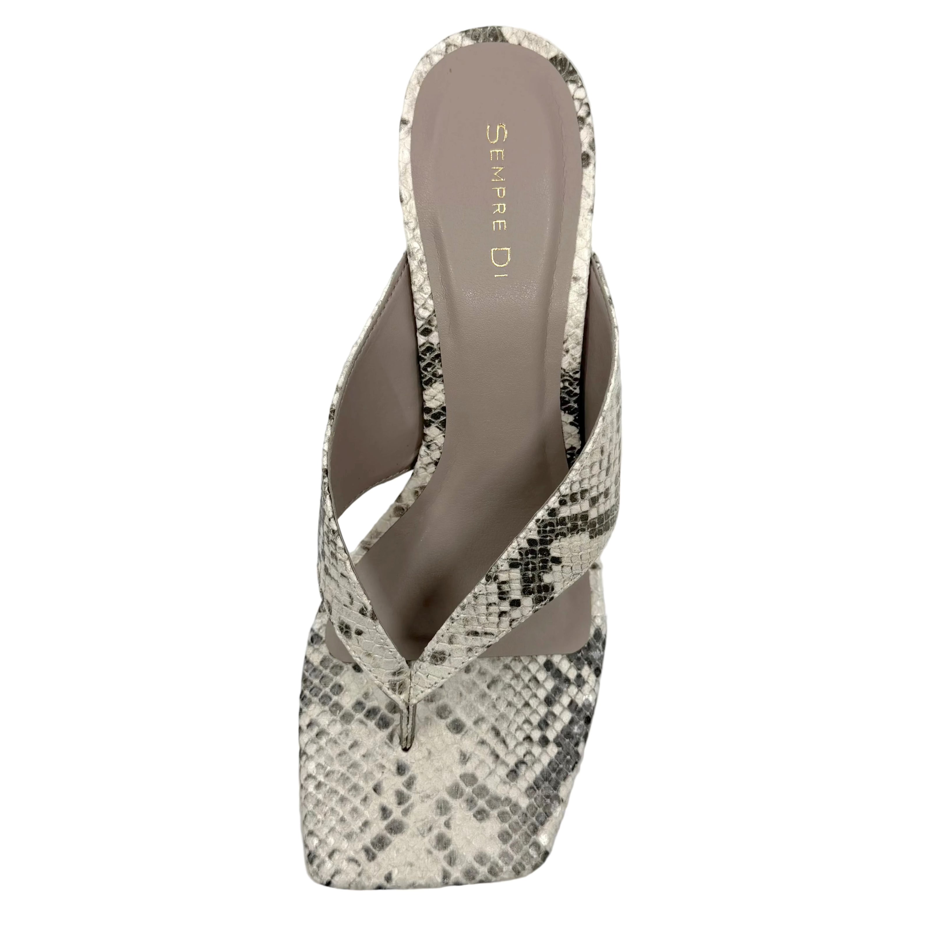 Sempre Di 960005 Heeled Thong Sandals Grey Python Leather