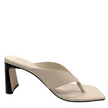 Sempre Di 960005 Heeled Thong Sandals Cotton Beige Leather