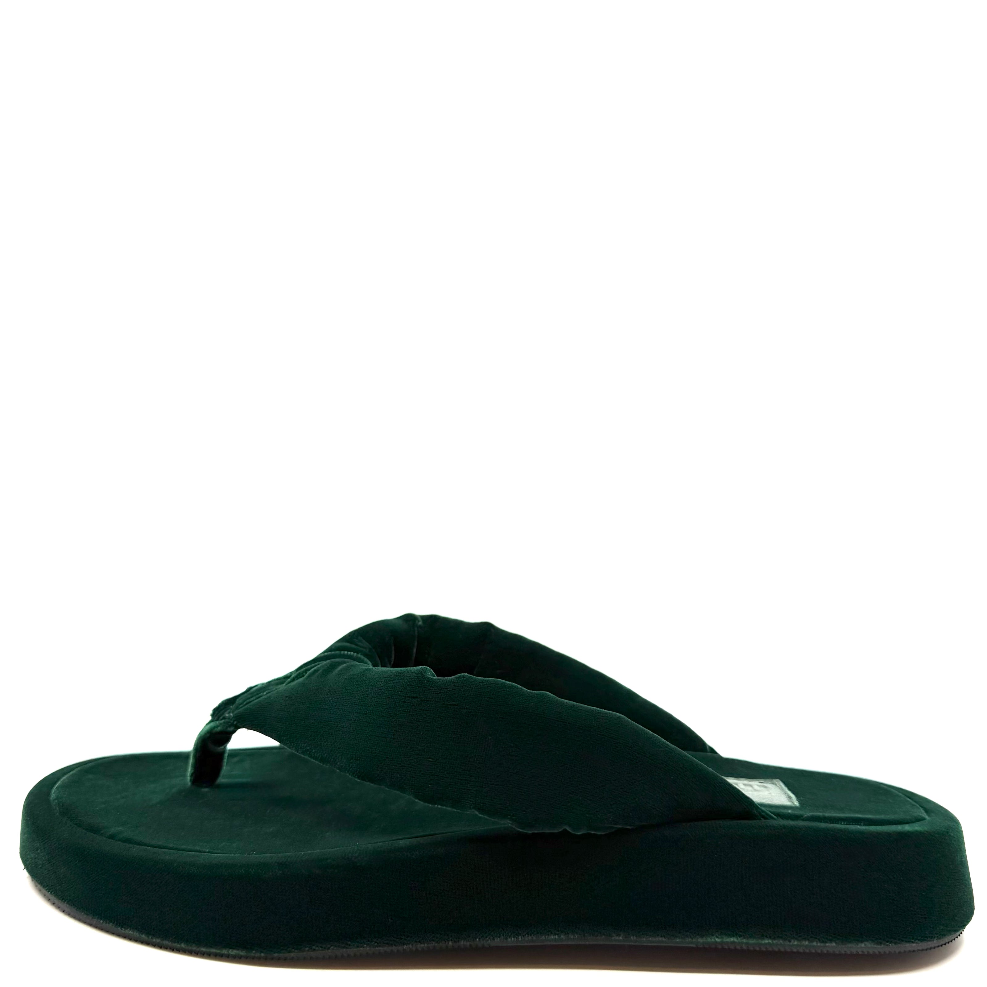 Mollini Ajami Velvet Thongs Emerald