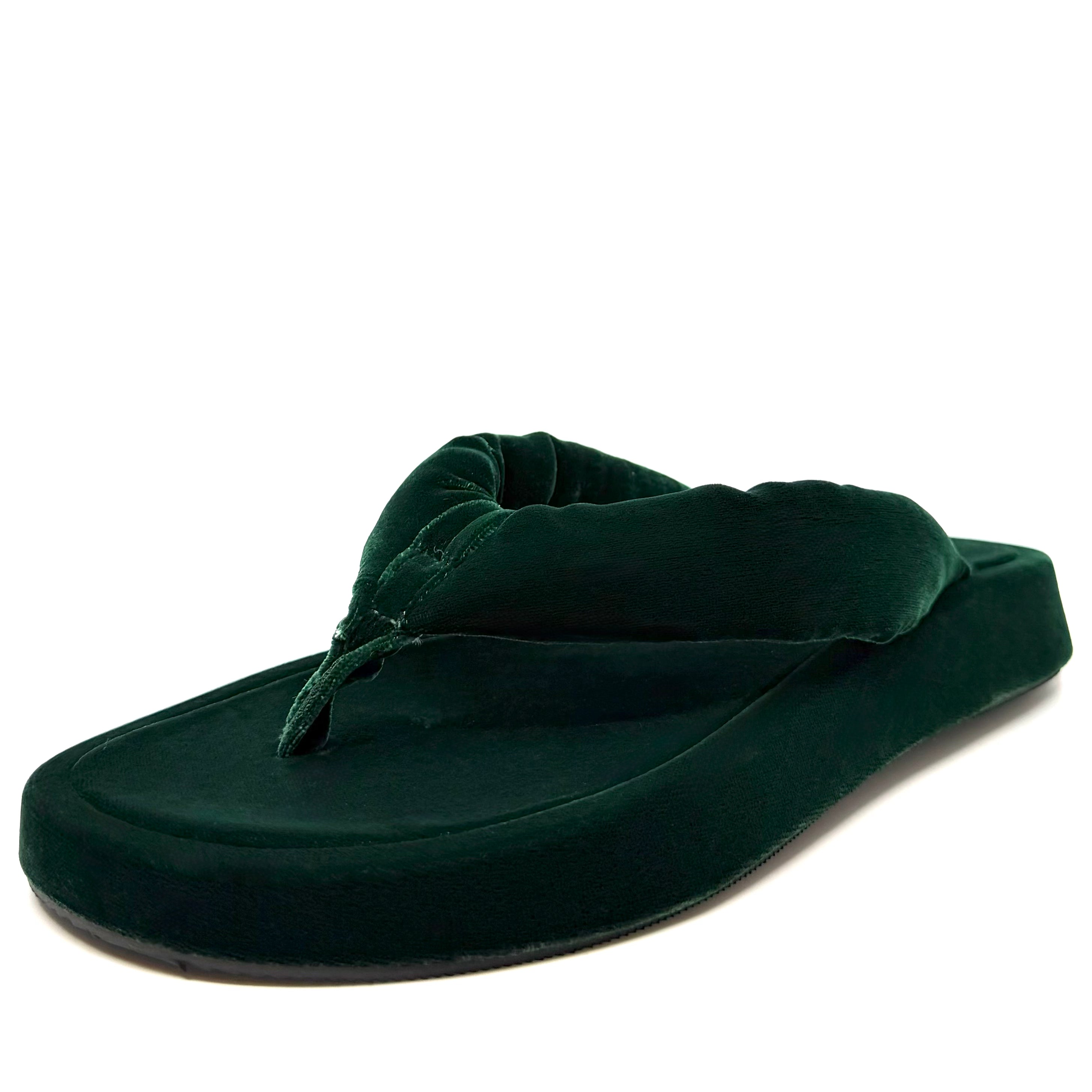 Mollini Ajami Velvet Thongs Emerald