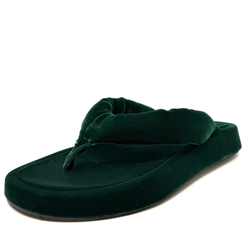 Mollini Ajami Velvet Thongs Emerald
