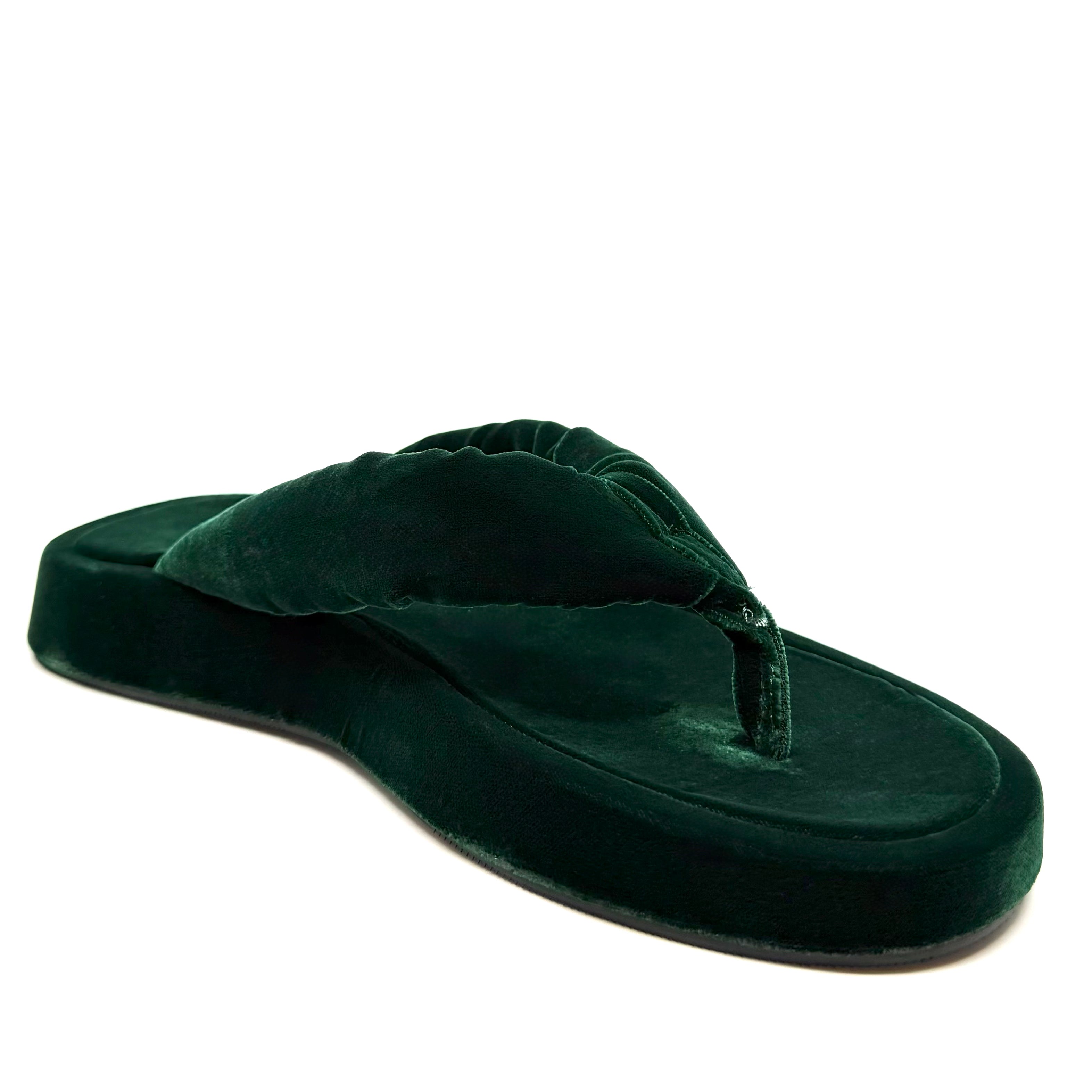 Mollini Ajami Velvet Thongs Emerald