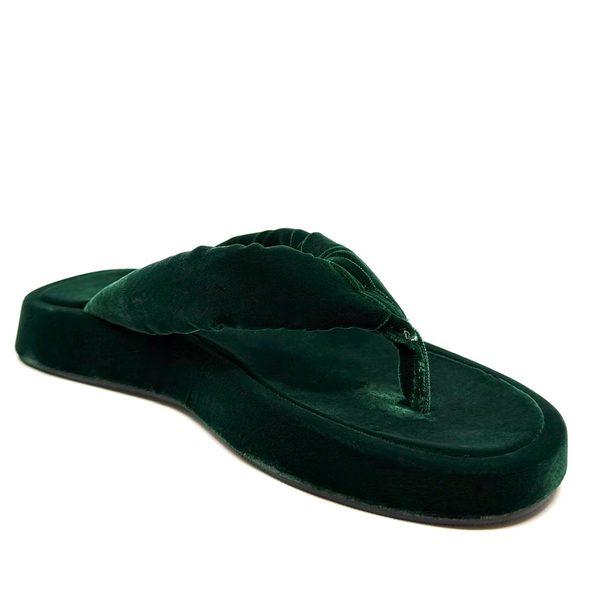 Mollini Ajami Velvet Thongs Emerald