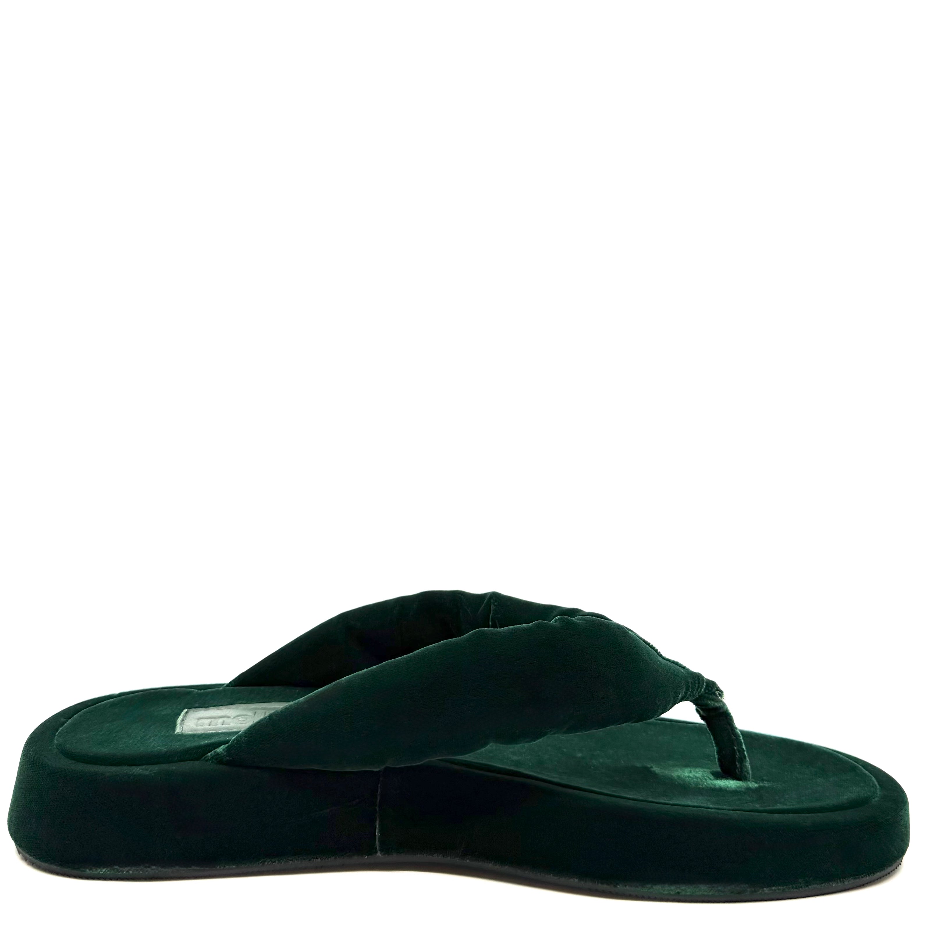 Mollini Ajami Velvet Thongs Emerald