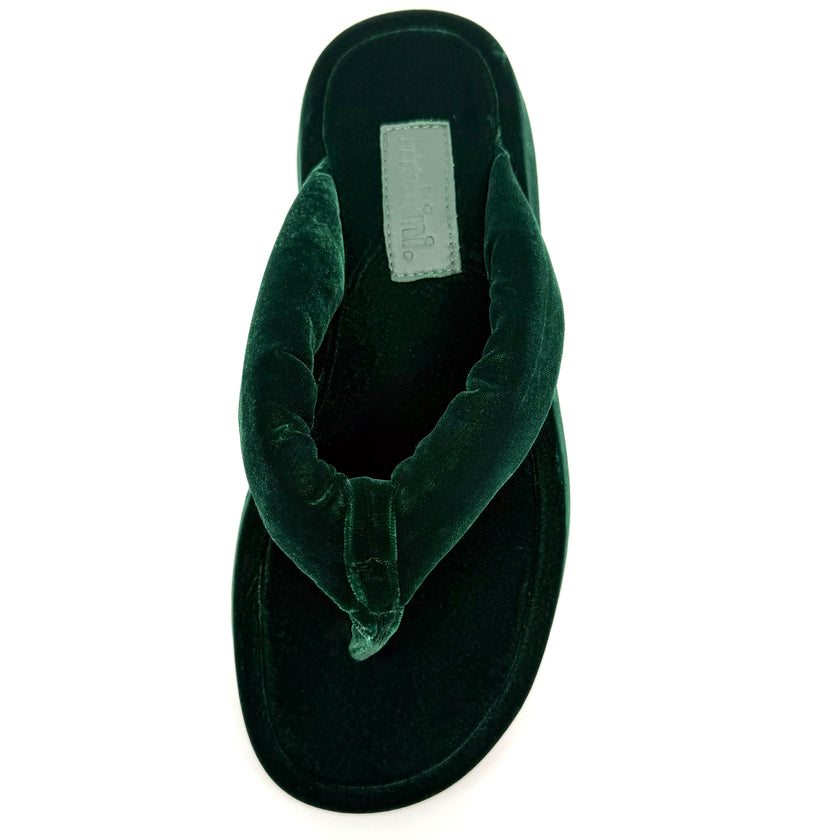 Mollini Ajami Velvet Thongs Emerald