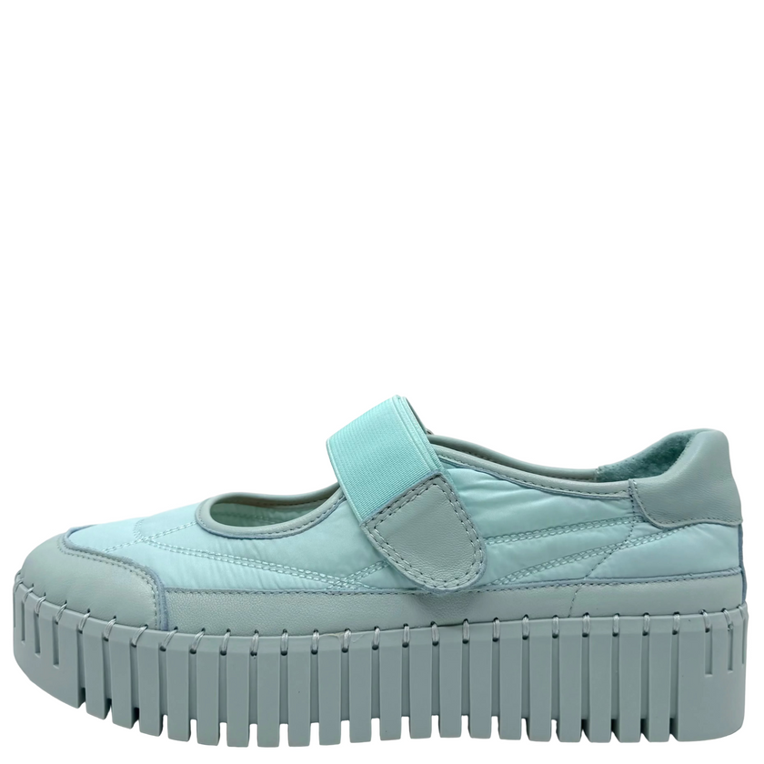 Django & Juliette Bano Maryjane Sneakers Aqua Leather/ Fabric