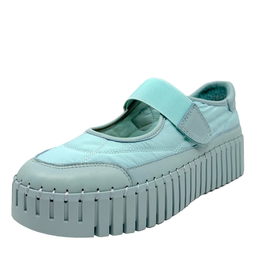 Django & Juliette Bano Maryjane Sneakers Aqua Leather/ Fabric