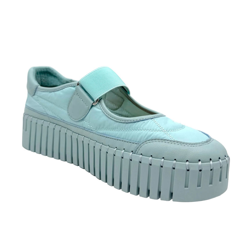 Django & Juliette Bano Maryjane Sneakers Aqua Leather/ Fabric