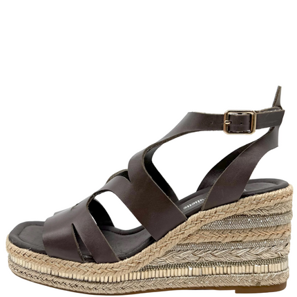 Django & Juliette Oxlie Wedge Heels Chocolate Leather