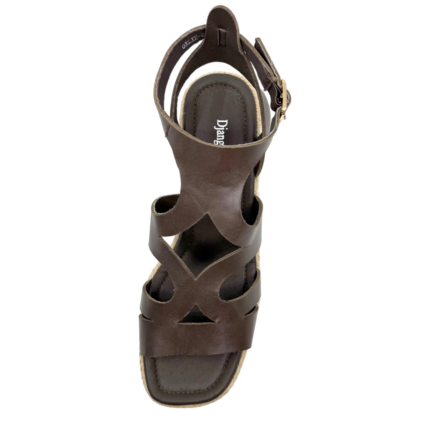 Django & Juliette Oxlie Wedge Heels Chocolate Leather