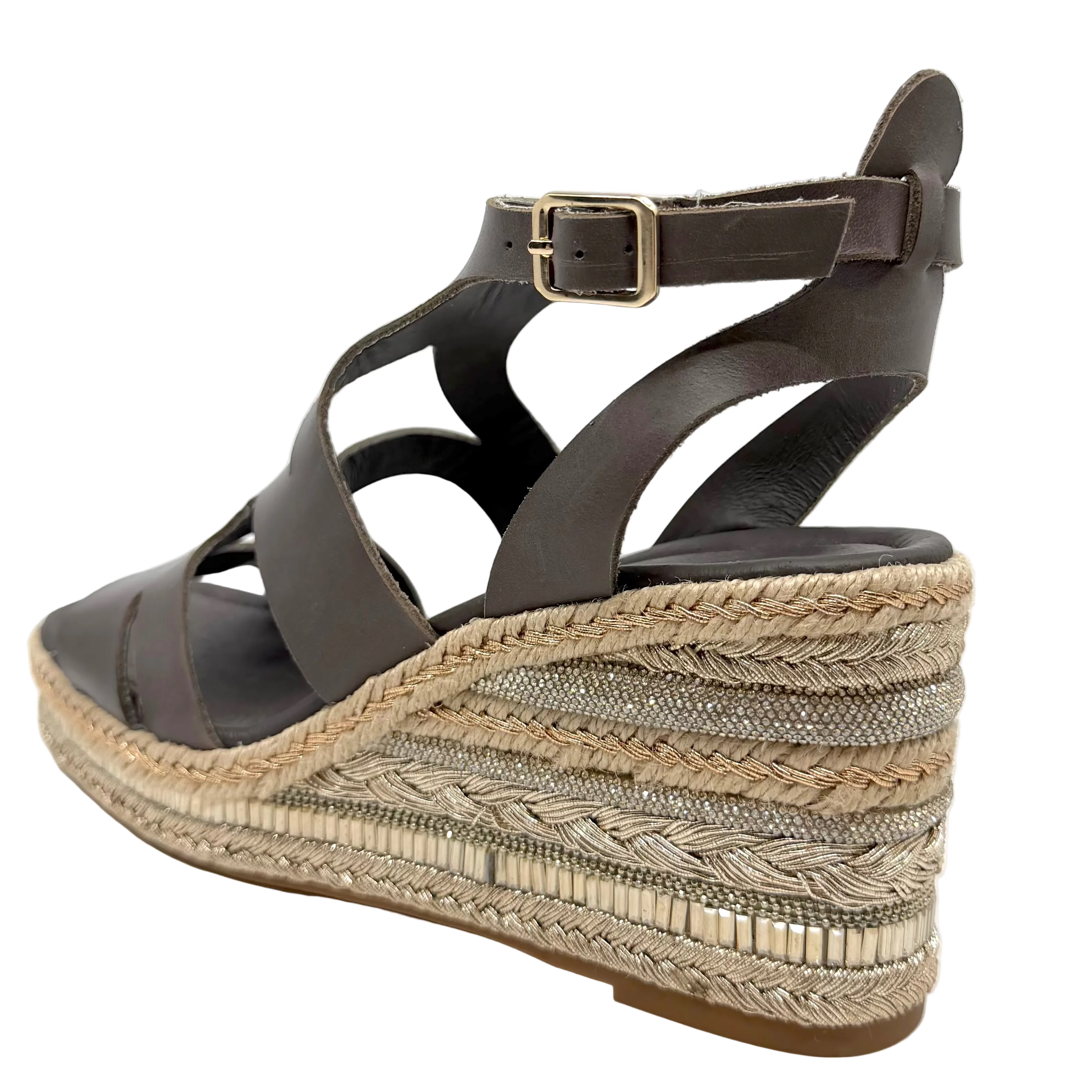 Django & Juliette Oxlie Wedge Heels Chocolate Leather